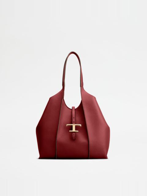 Tod's T TIMELESS SHOPPING BAG IN LEATHER SMALL - RED