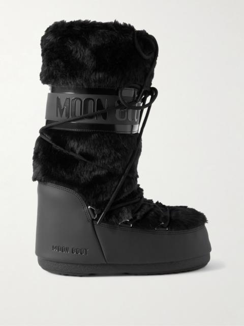 MOON BOOT Icon faux fur and faux leather snow boots Black