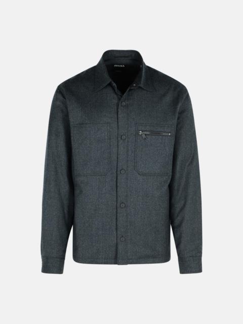 ZEGNA GREY WOOL OVERSHIRTS