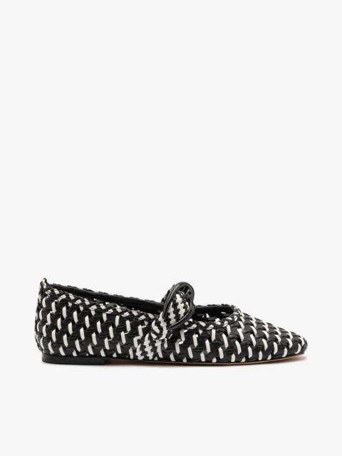 Larroudé Verona Macrame Ballet Flat In Black and White Leather