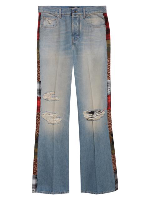 AMIRI AMIRI Patchwork Bootcut Jeans in Driftwood Blue at Nordstrom