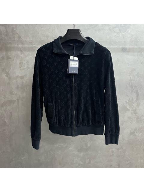 Louis Vuitton Louis Vuitton Solid Black All-Over Print Collared Zip Jacket