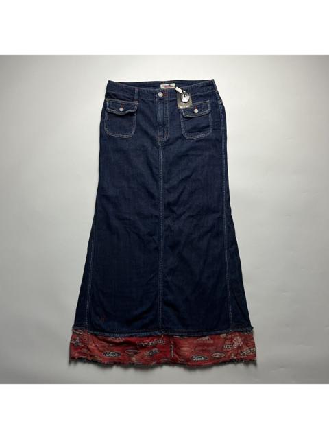 Hysteric Glamour Hysteric Glamour Rare Multi-Logo Print Hem Denim Maxi Skirt