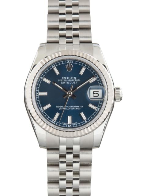 ROLEX Used Mid-Size Rolex Datejust 31 Ref 178274 Blue Dial
