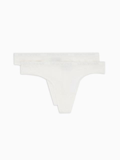 EMPORIO ARMANI TWO-PACK OF ASV ESSENTIAL LOGO CERTIFIED VISCOSE THONGS