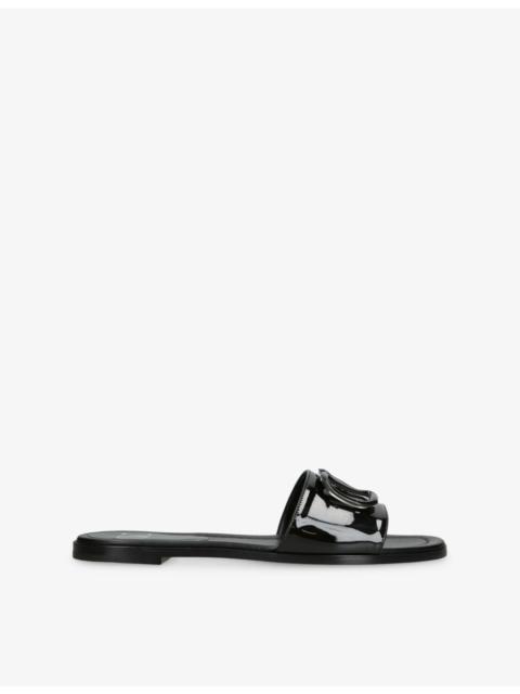 Valentino V-Logo Signature Patent-Leather Slides