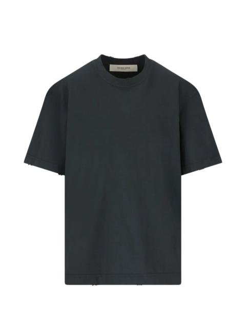 Golden Goose Golden Goose Men Aged-Effect Cotton T-Shirt With Reverse Logo On The Back