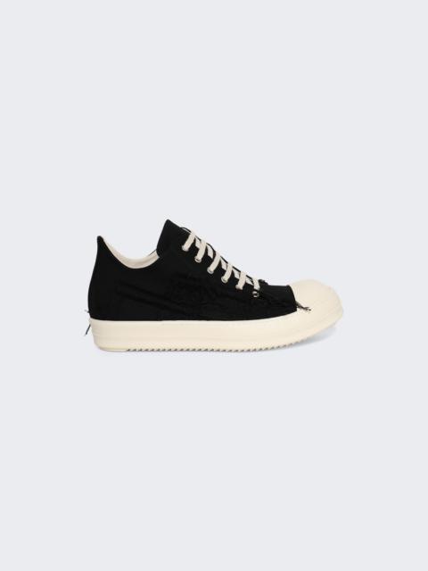 Rick Owens DRKSHDW Slashed Denim Low Top Sneakers Black And Milk