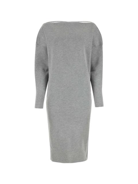 Grey Stretch Wool Blend Dress