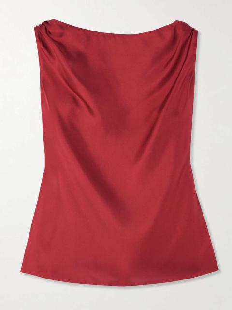 Remy knotted silk-twill top Red