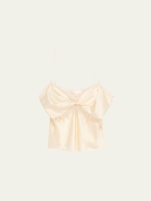 LoveShackFancy Belfast Silk-Blend Lace-Trim Top