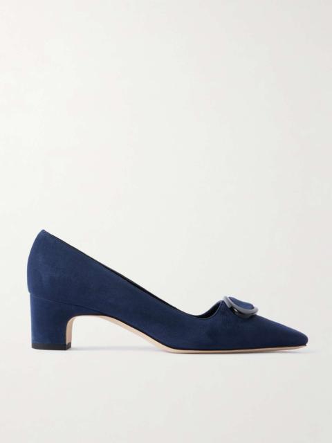 Fenix 50 buckled suede pumps Navy
