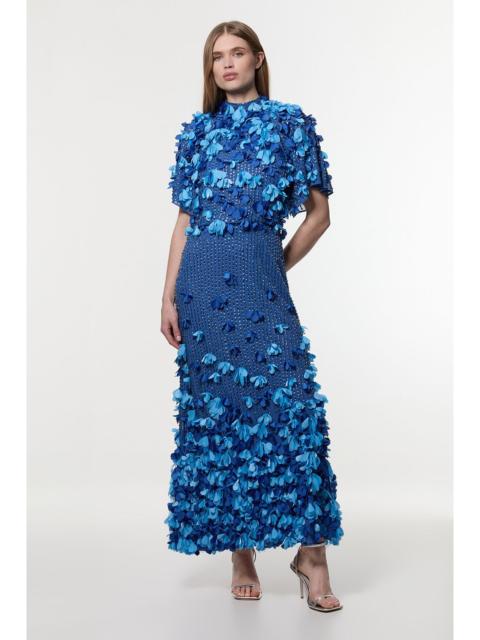 KAREN MILLEN Crystal Applique Angel Sleeve Woven Maxi Dress