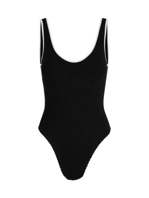 Hunza G Faye Contrast Seersucker Swimsuit