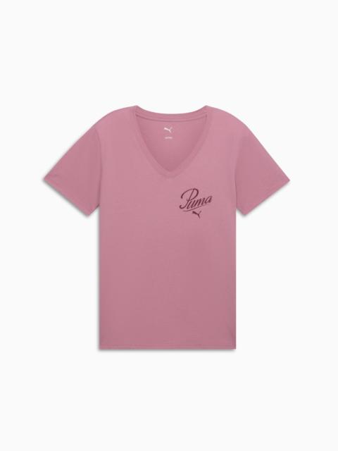 PUMA Essentials Script V-Neck Tee Women