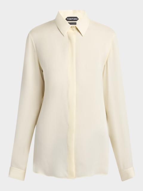 TOM FORD Washed Silk Georgette Button-Down Shirt