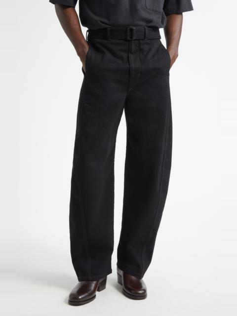 Lemaire Lemaire Twisted Seam Belted Barrel Leg Jeans in Black at Nordstrom