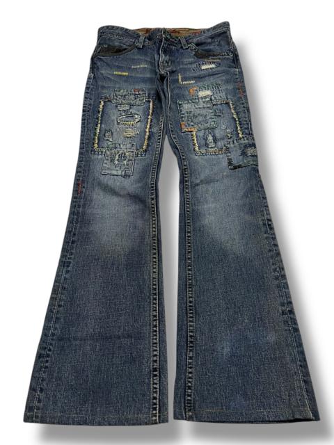 Other Designers Japanese Brand Shashiko Boro Multi Patches Flared Inspired Kapital Jeans