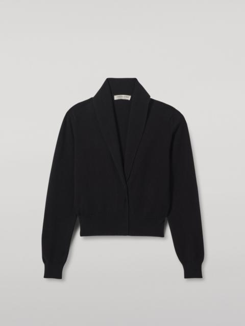 Johnstons of Elgin Crathie Black Shawl Cashmere Cardigan
