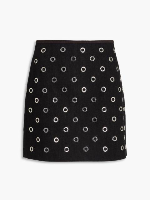 VERONICA BEARD Blaire eyelet-embellished denim mini skirt