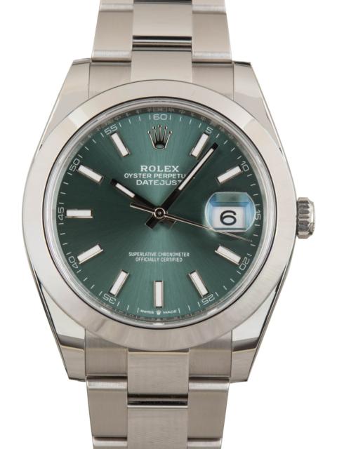 ROLEX Used Rolex Datejust 41 Mint Green 126300 Steel Oyster