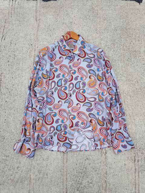 Other Designers Other - Rare Rabbit Marsh Blue Paisley Printed Spread Collar Shirt
