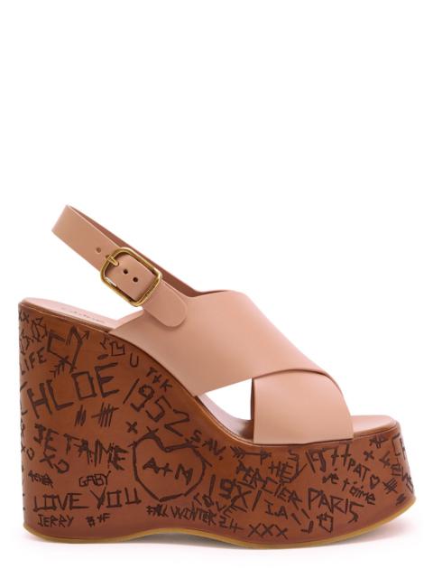 Chloe Maxime Leather Platform Wedge Sandals