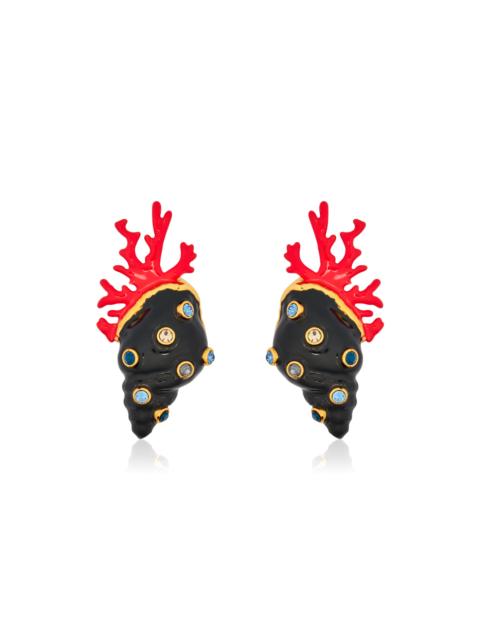 Oscar de la Renta Shell And Coral Large Earrings black