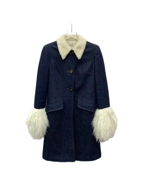 Miu Miu Miu Miu Cotton Single-Breasted Long Sleeve Denim Coat Jacket Navy Blue