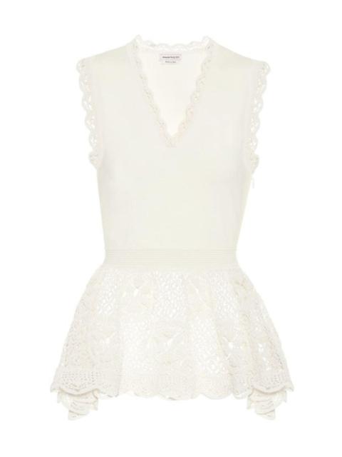 Alexander McQueen Lace-details Peplum Top