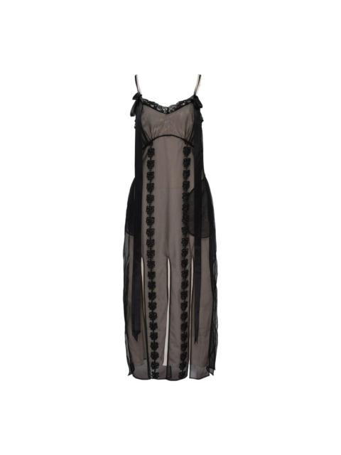 Simone Rocha Layered Ribbon Daisy Chain Multi Slit Dress