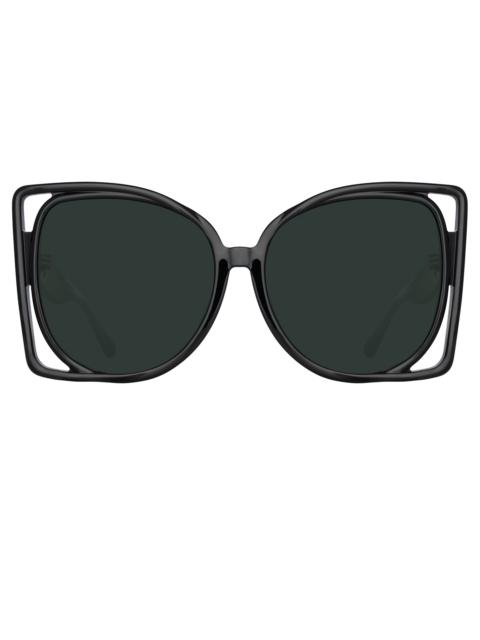 LINDA FARROW ASTRA CAT EYE SUNGLASSES IN BLACK