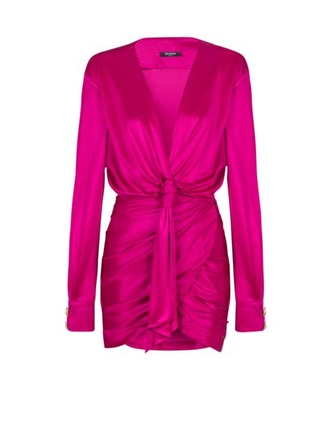 Balmain Short draped interlock jersey dress