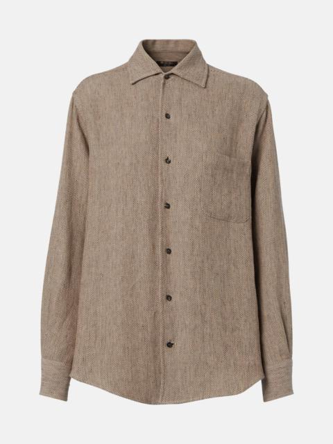 Loro Piana André chevron linen crêpe shirt