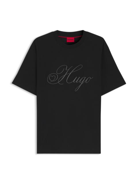 HUGO EMBROIDERED-LOGO T-SHIRT IN COTTON JERSEY
