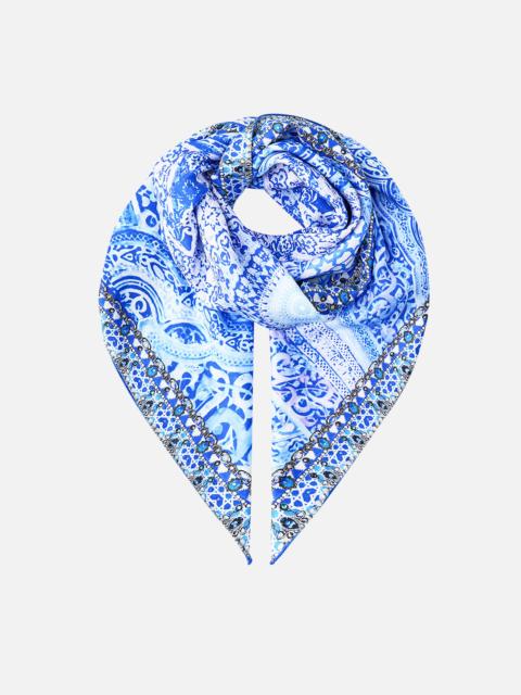 CAMILLA LARGE CRYSTALLED SILK SQUARE SCARF