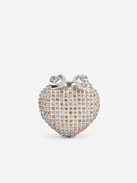 self-portrait Multi Crystal Heart Clutch Bag