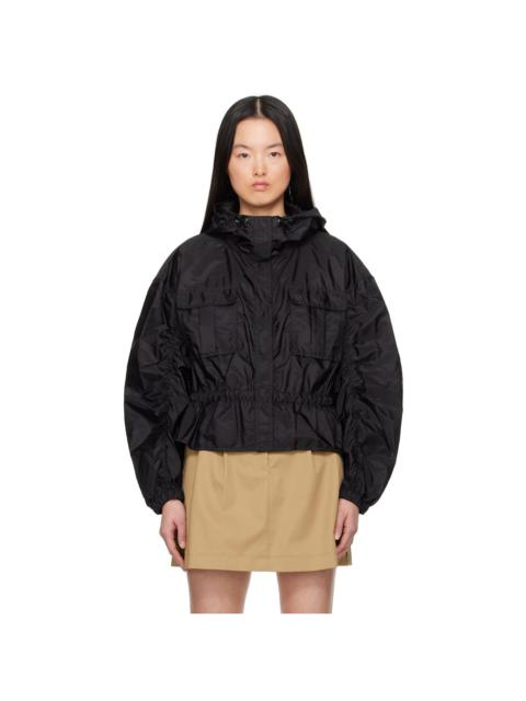 Moncler Black Curton Hooded Peplum Jacket