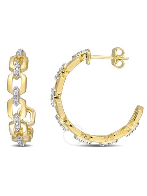 Other Designers Amour - AMOUR 1/7 CT TW Diamond Link Earrings In Yellow Plated Sterling Silver