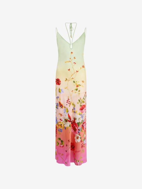 Roberto Cavalli Maxi Dress with Miami Flowers Print