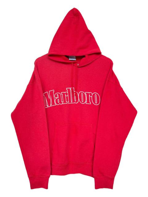 Vintage 90s Marlboro Spellout Hoodie Red Tultex Made in Usa
