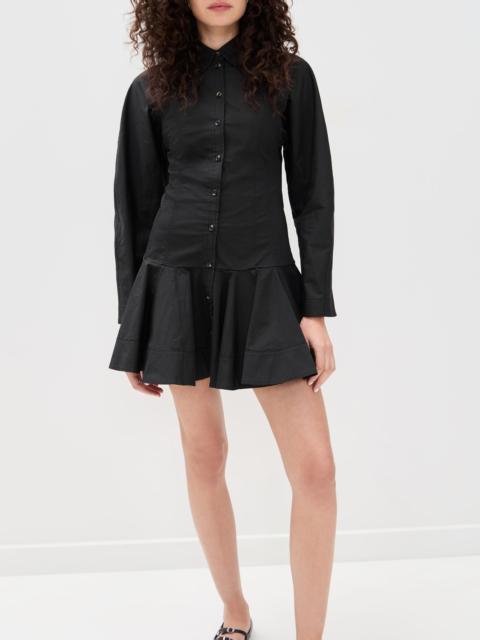 GANNI Stretch Cotton Buttoned Mini Dress