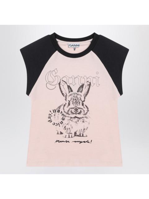 GANNI Ganni Pink T-Shirt With Logo Print Women