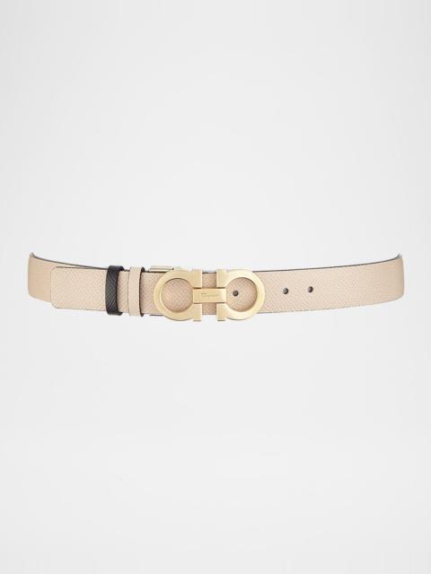 FERRAGAMO Gancini-Buckle Reversible Leather Belt