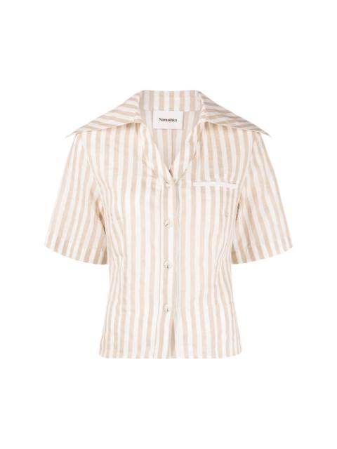 Nanushka wide-collar striped shirt