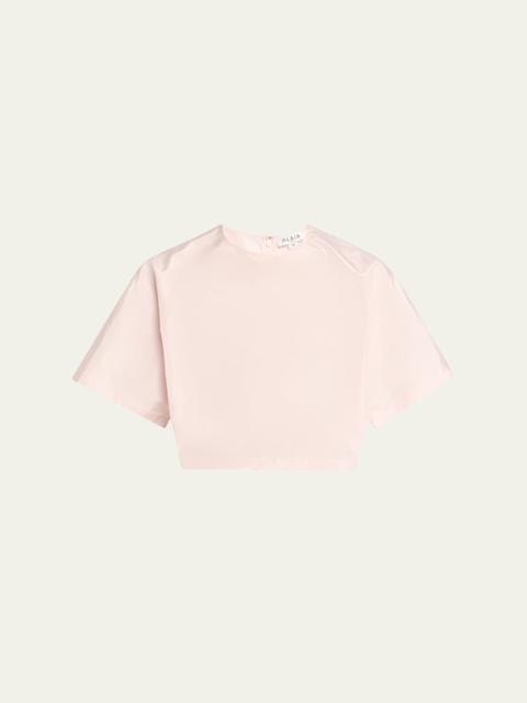 Alaïa Cropped Silk Taffeta T-Shirt
