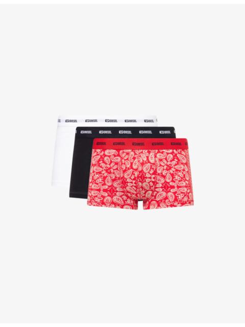 Diesel Logo-Waistband Pack of Three Cotton-Jersey Trunks