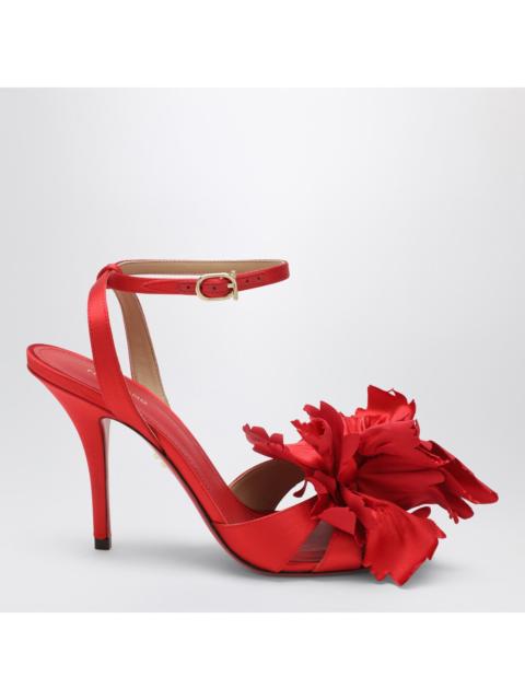 FERRAGAMO Ferragamo Red Satin Sandals With Flower Women