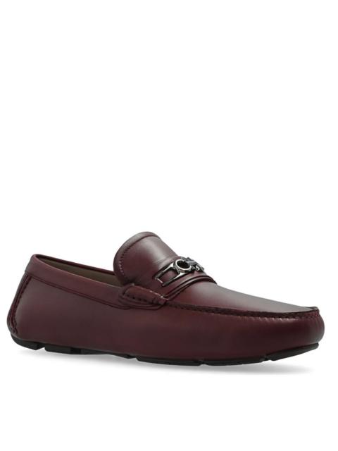 FERRAGAMO Salvatore Ferragamo Men's Nebbiolo Leather Gancini Ornament Drivers
