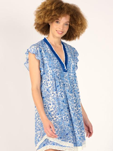 Poupette St Barth Mini Dress Sasha - Blue Aquaflora